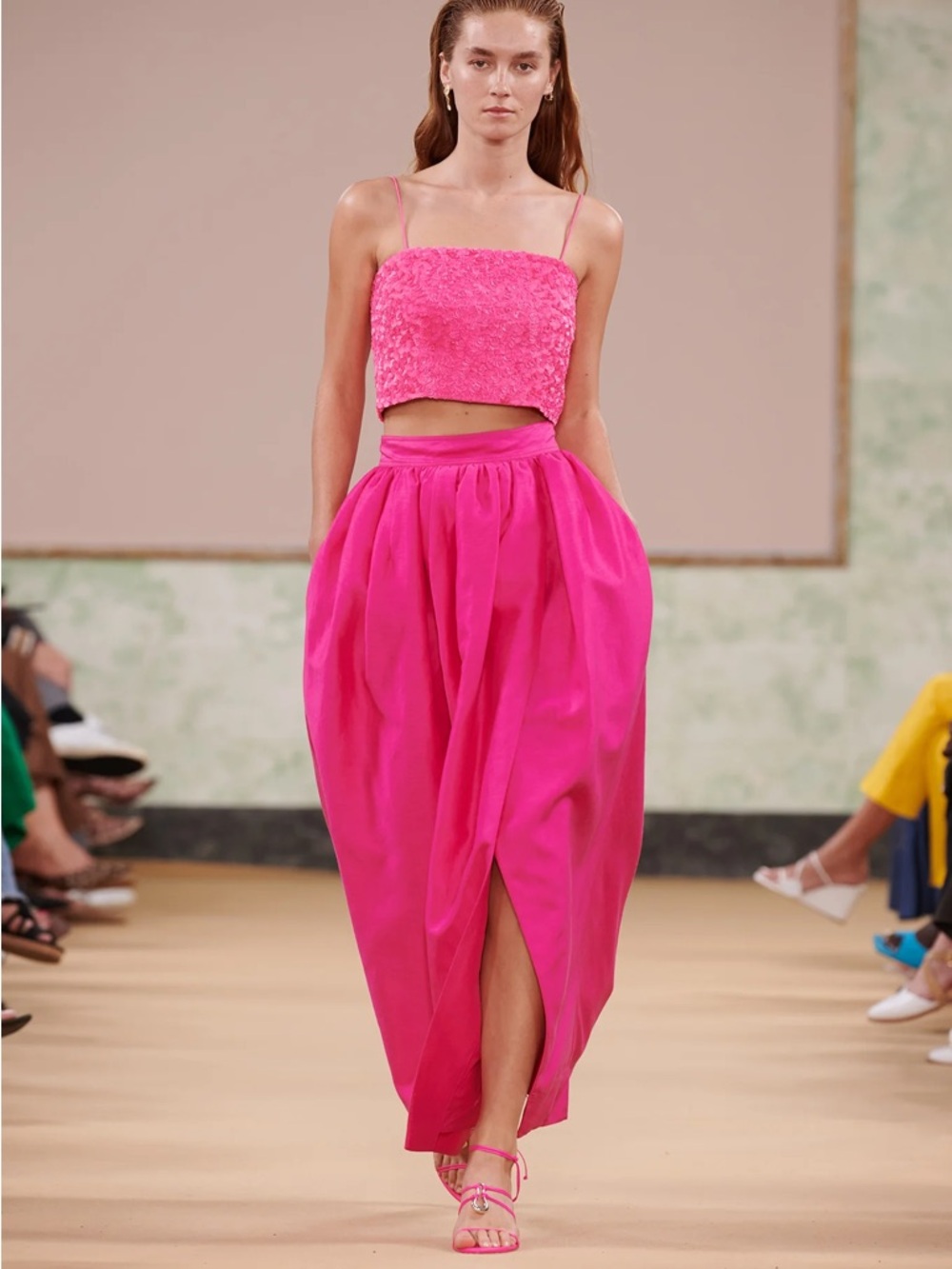 AJE Runway ‘Evelyn’ Sequin Embellished Hot Pink Cropped Top Sz US 6 $395